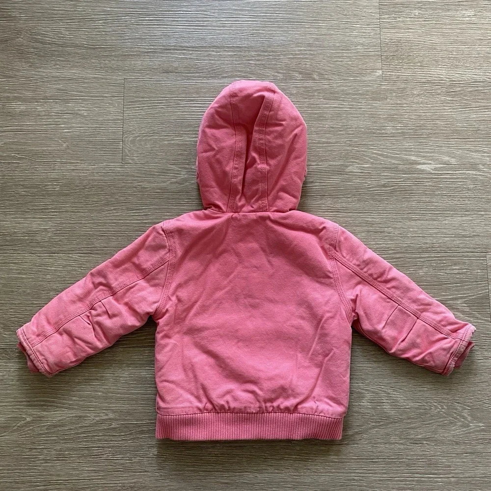 Carhartt Duck Canvas Jacket Girls 18M Toddler Sherpa Lined Hooded Cotton READ